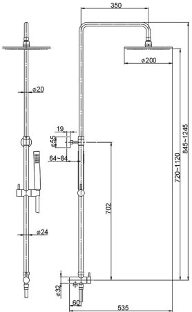 Душевая система Paini RS T3 50CR191ART4P3 Хром 