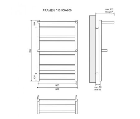 Полотенцесушитель электрический Lemark Pramen LM33810E П10 500x800 