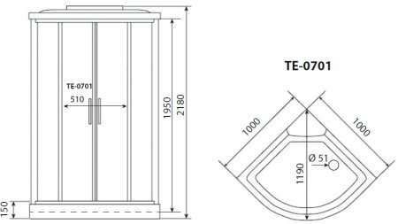 Душевая кабина Timo Eco TE-0701 P 