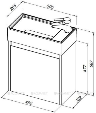 Тумба с раковиной Aquanet Nova Lite 50 дуб рустикальный (с дверецей) 