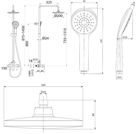 Душевая система Milardo Simp SIMSB1FM89 Хром 