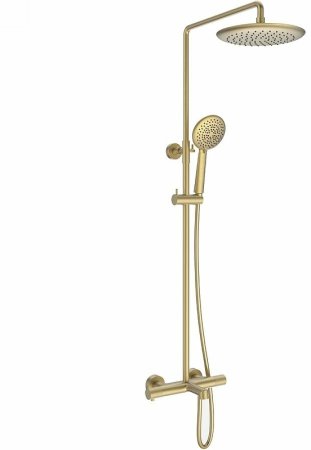 Душевая система Vincea Desire VSFS-1D1TBG с термостатом Брашированное золото 