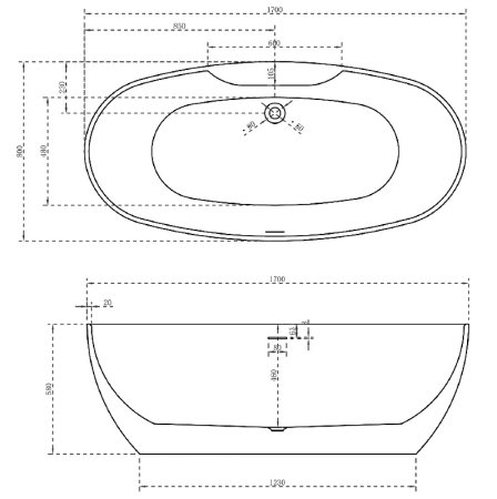 Акриловая ванна Abber 170x80 AB9323 без гидромассажа 