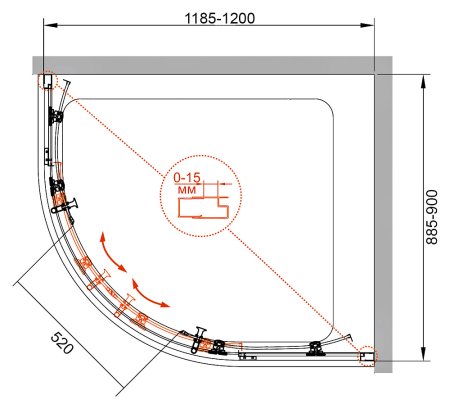 Душевой уголок Cezares Eco O-RH-2-120/90-C-Cr стекло прозрачное + душевой трап 