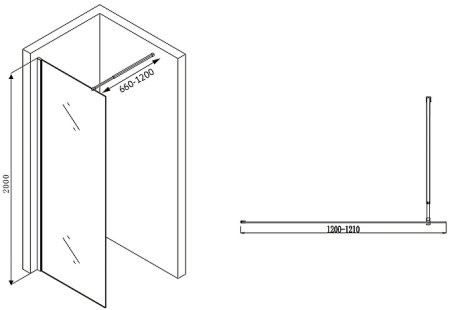 Душевая перегородка Abber Immer Offen 120 AG61120 профиль Хром стекло прозрачное 