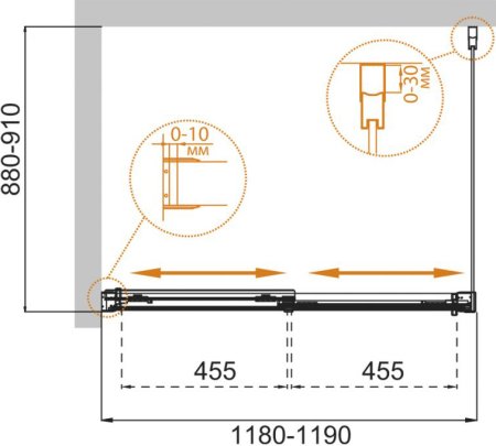 Душевой уголок Cezares Tandem Soft AH-2-120/90-C-Cr-IV стекло прозрачное 