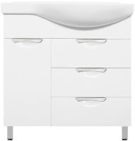 Тумба под раковину Style Line Жасмин 82 L ЛС-00000526 с бельевой корзиной Белая