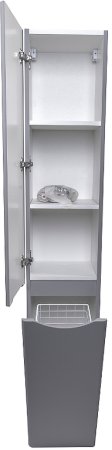 Шкаф пенал Style Line Бергамо 30 L СС-00002327 с бельевой корзиной Серый антискрейтч 