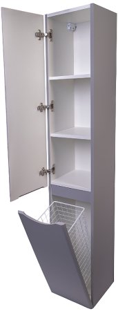 Шкаф пенал Style Line Бергамо 30 L СС-00002327 с бельевой корзиной Серый антискрейтч 