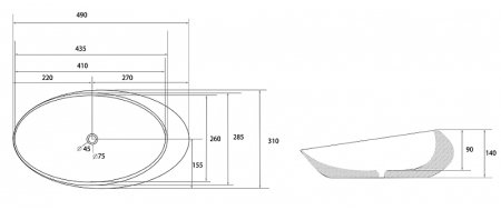 Раковина-чаша Abber Bequem 49 AC2107BS Черный матовый Серебро 