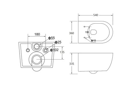 Унитаз подвесной Cezares Molveno CZR-2468-TH-R безободковый 