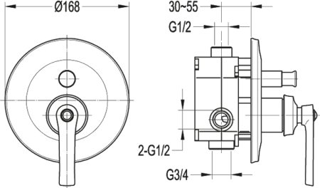 Смеситель Cezares Liberty F VDIM 01 для ванны с душем 