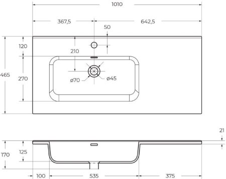 Керамическая раковина, чаша слева BelBagno BB1000ETL-L 