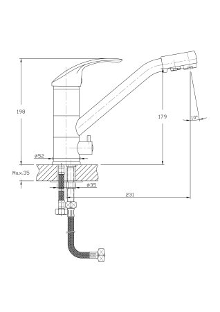 Смеситель однорычажный для кухни с каналом для питьевой воды HAIBA HB4321 хром 