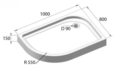 Акриловый поддон для душа BelBagno Tray 100x80 R TRAY-BB-RH-100/80-550-15-W-R Белый 