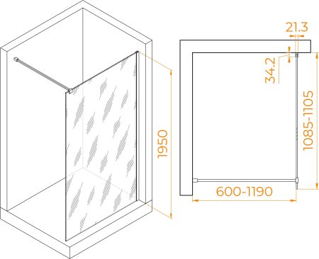 Душевая перегородка RGW WA-001 1100 