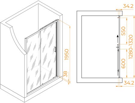 Душевая дверь RGW PA-14Gb 1300 
