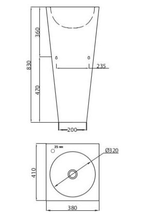 Рукомойник Senda Prisma fs satin w 210630013 с отверстием под смеситель 