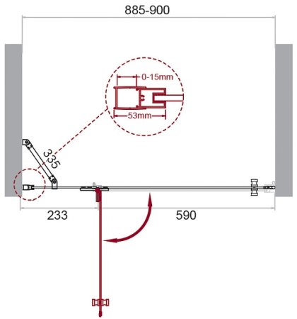 Душевая дверь BelBagno Kraft 90 KRAFT-B-12-60/30-C-Cr-L профиль Хром стекло прозрачное 