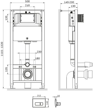 Инсталляция AM.PM Pro I012704.8001 для подвесного унитаза с клавишей смыва Белый глянец 