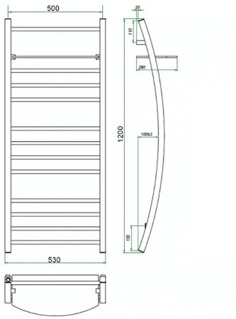 Водяной полотенцесушитель Grota Vela 530х1200 Хром 