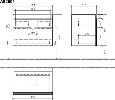 Тумба с раковиной Villeroy & Boch Venticello 80 A92501 glossy white 