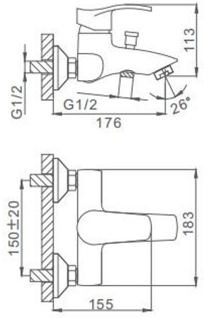 Смеситель для ванны Frap H70 F3070 Хром 