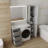 Тумба напольная STYLELINE "Даллас 100" (3 ящ.) Люкс Плюс серая с раковиной ESTETUS Даллас 1000*480 левый