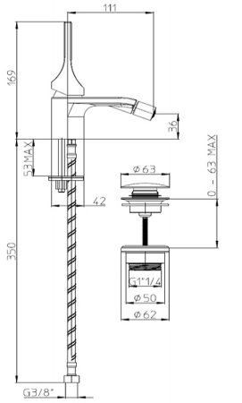 Смеситель для биде Bossini Apice E89601.073 Черный матовый 
