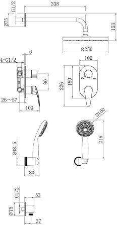 Смеситель Lemark Linara для душа, встраиваемый (LM0429C) 
