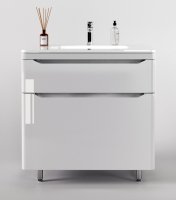 Тумба напольная "Марелла 80" (2 ящ.) Люкс антискрейтч белый глянец, PLUS