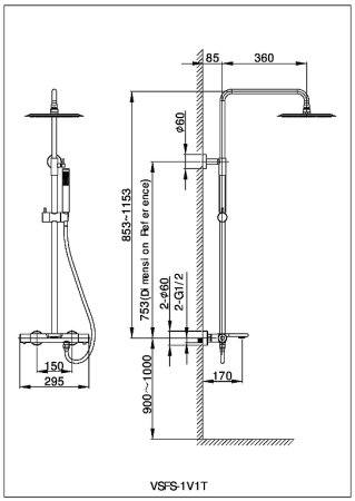 Душевая система Vincea Vogue VSFS-1V1TMB с термостатом Черная матовая 