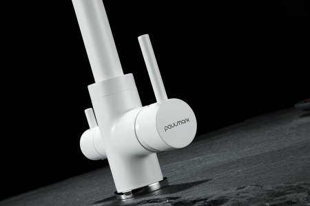 Смеситель Paulmark Essen Es213011-431TW для кухонной мойки, белый матовый 
