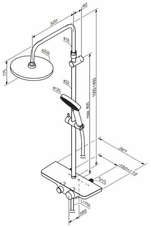 Душевая система Damixa Apollo 947730300 Черная матовая 