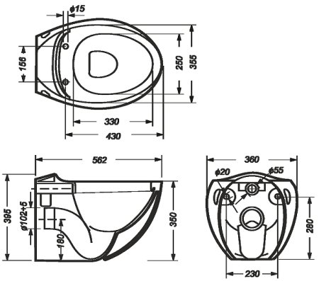Унитаз Sanita Luxe Ringo RNGSLWH0104 подвесной с сиденьем Микролифт 