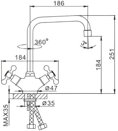 Смеситель для кухни Frap H19 F4019 Хром 