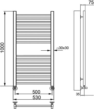 Полотенцесушитель водяной Ника Modern ЛМ-2 100/50, хром 