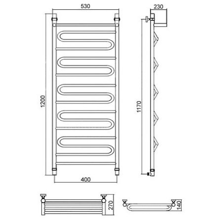 Полотенцесушитель водяной Ника Curve ЛZ/ВП 120х50 