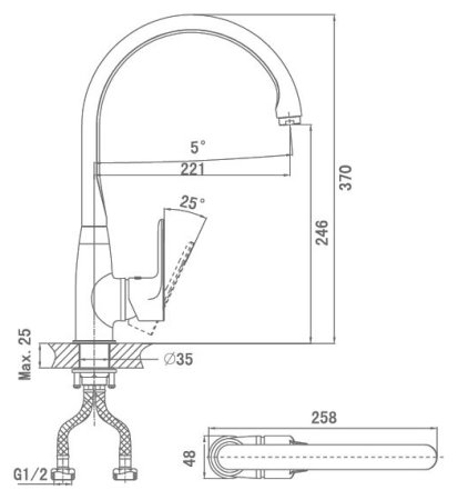 Смеситель для кухонной мойки D&K Durer Bayern DA1252401 