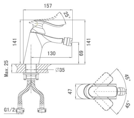 Смеситель D&K Liszt Bayern DA1232201 для биде 