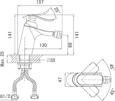 Смеситель D&K Liszt Bayern DA1232201 для биде 