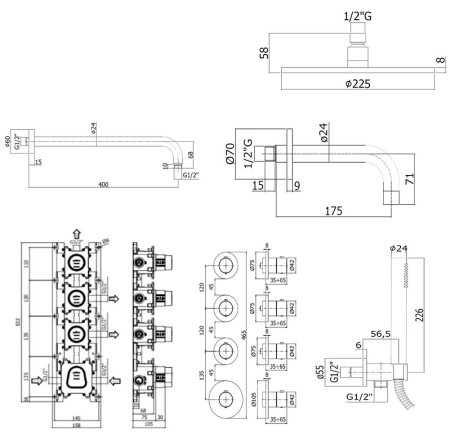 Душевая система Paffoni Modular Box KITMB019NO139 с термостатом Черная матовая 