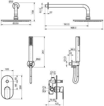 Душевая система Koller Pool Round Arc RASC0450 Хром 