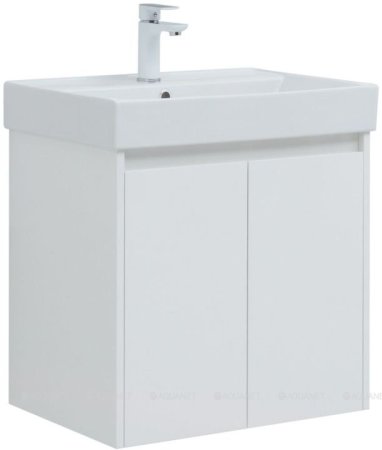 Тумба с раковиной Aquanet Nova Lite 60 белый глянец (2 дверцы) 