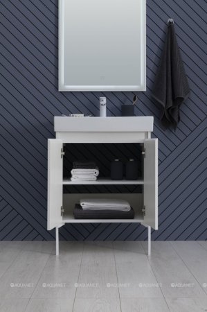 Тумба с раковиной Aquanet Nova Lite 60 белый глянец (2 дверцы) 