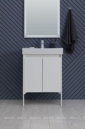 Тумба с раковиной Aquanet Nova Lite 60 белый глянец (2 дверцы) 
