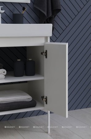 Тумба с раковиной Aquanet Nova Lite 60 белый глянец (2 дверцы) 