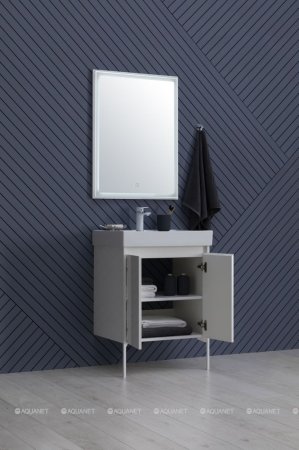 Тумба с раковиной Aquanet Nova Lite 60 белый глянец (2 дверцы) 
