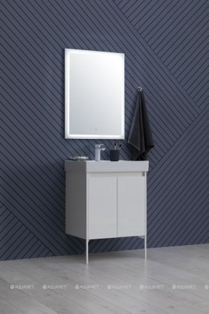 Тумба с раковиной Aquanet Nova Lite 60 белый глянец (2 дверцы) 