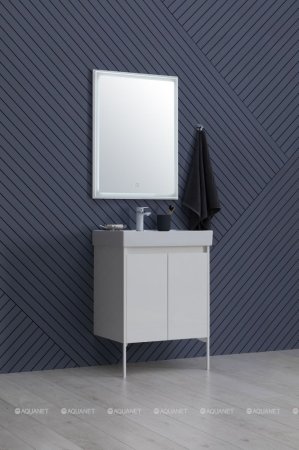 Тумба с раковиной Aquanet Nova Lite 60 белый глянец (2 дверцы) 